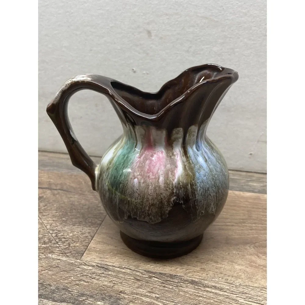 Ceramic Creamer small pitcher brown Multi‎ Colored.